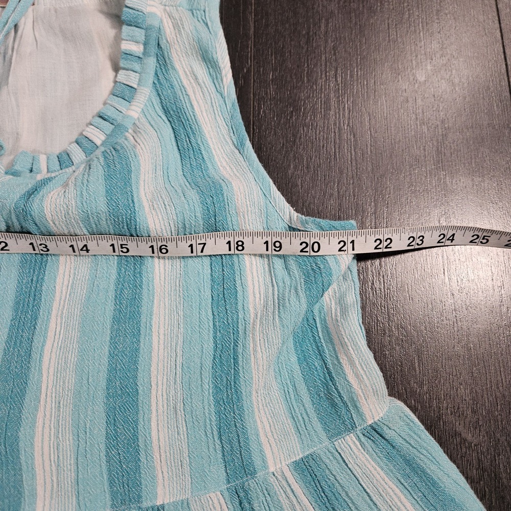 Tuckernuck Maxi Dress Women M Aquamarine Stripe Salty Paloma Caftan Beach Resort - Picture 8 of 11
